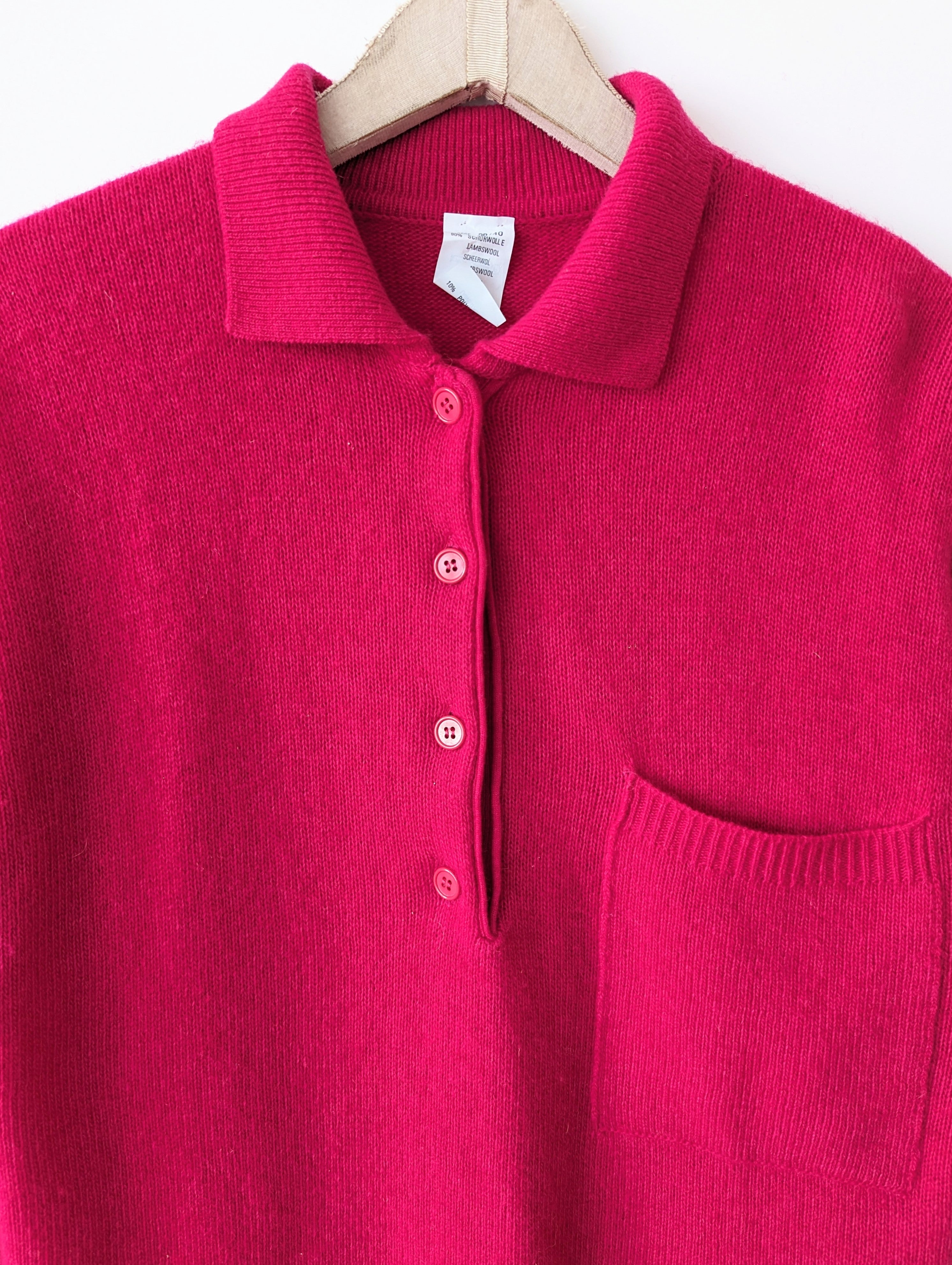 *Lammwolle* Long Pullover Pink Premium Basic Wolle Heavin (M-L)