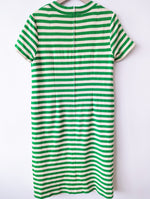 Lade das Bild in den Galerie-Viewer, *Wolle* Kleid 70s Blockstreifen Grün Heavin (L-XL)

