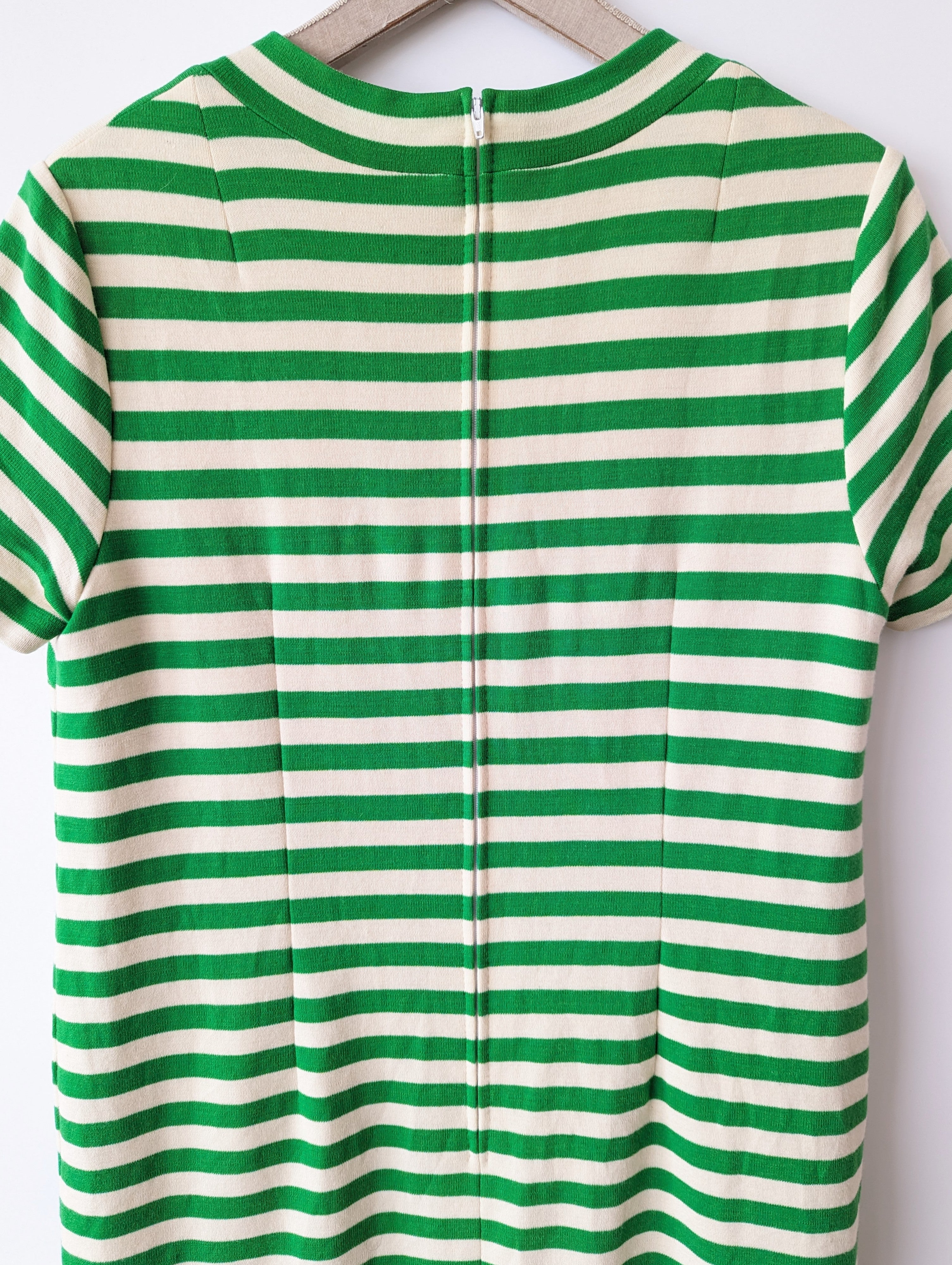 *Wolle* Kleid 70s Blockstreifen Grün Heavin (L-XL)