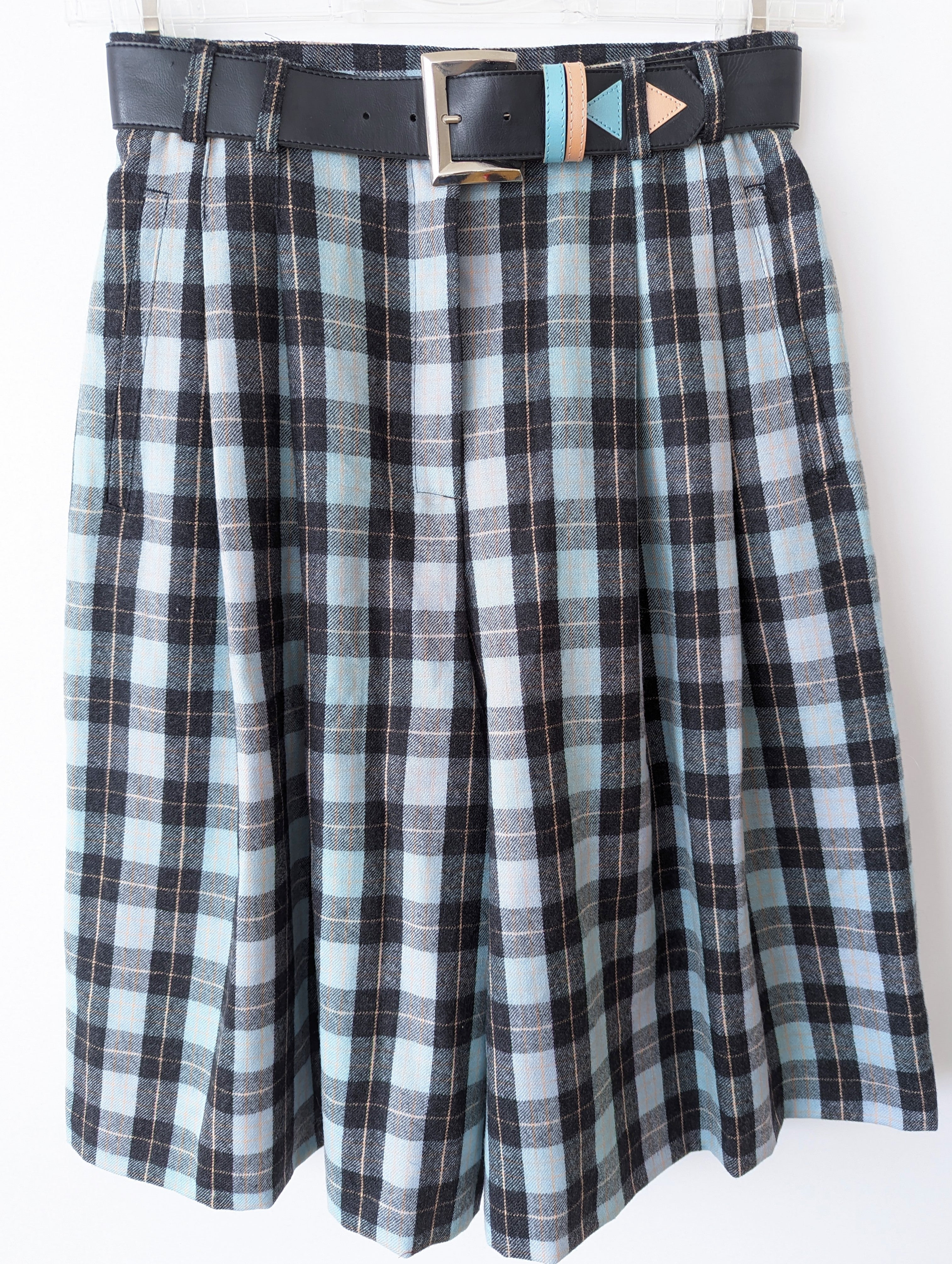 *Wolle* Bermuda Culotte Tartan Türkis (S-M)