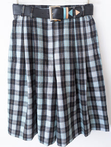 *Wolle* Bermuda Culotte Tartan Türkis (S-M)