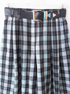 *Wolle* Bermuda Culotte Tartan Türkis (S-M)