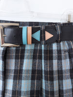 Lade das Bild in den Galerie-Viewer, *Wolle* Bermuda Culotte Tartan Türkis (S-M)
