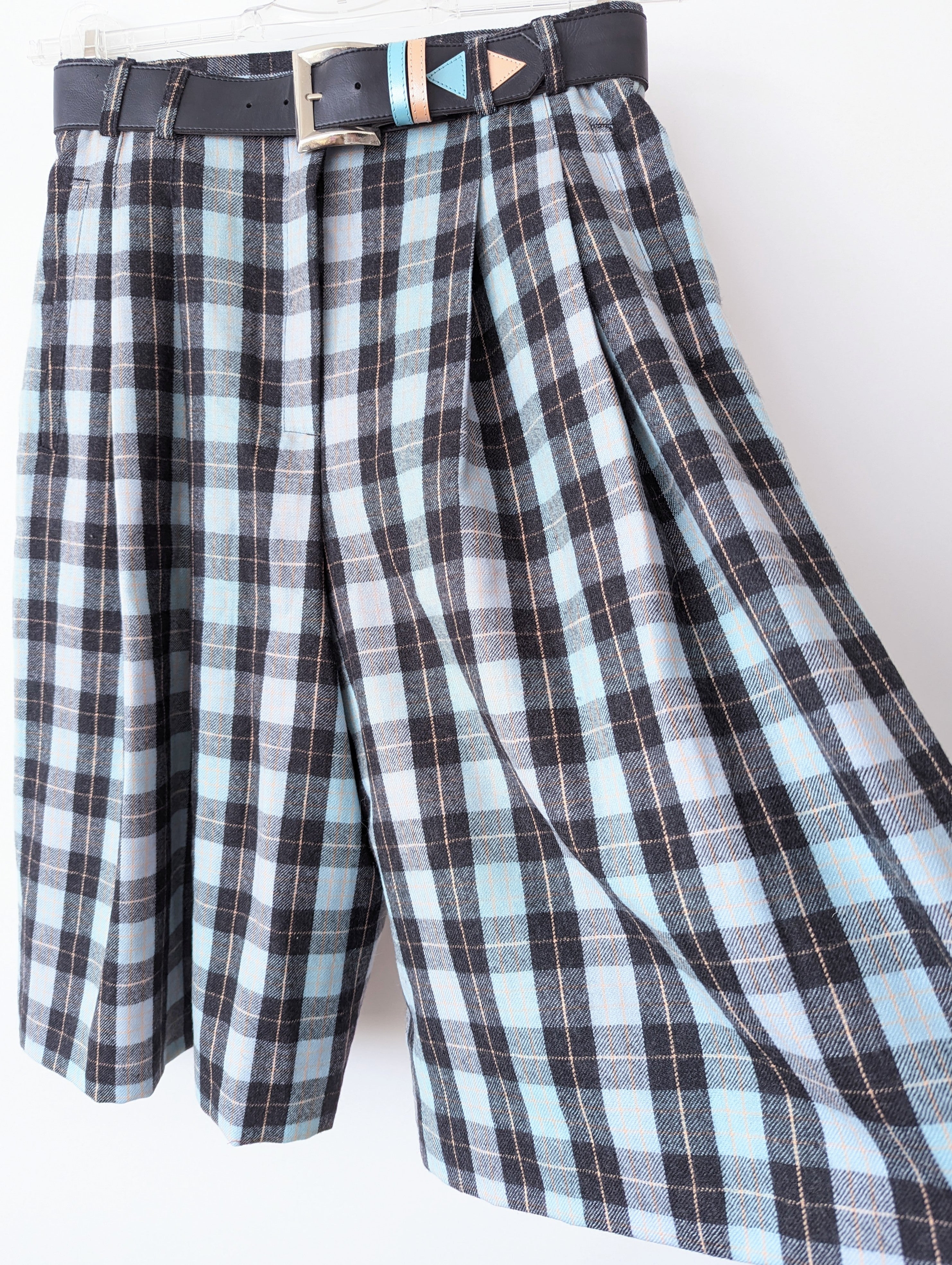 *Wolle* Bermuda Culotte Tartan Türkis (S-M)