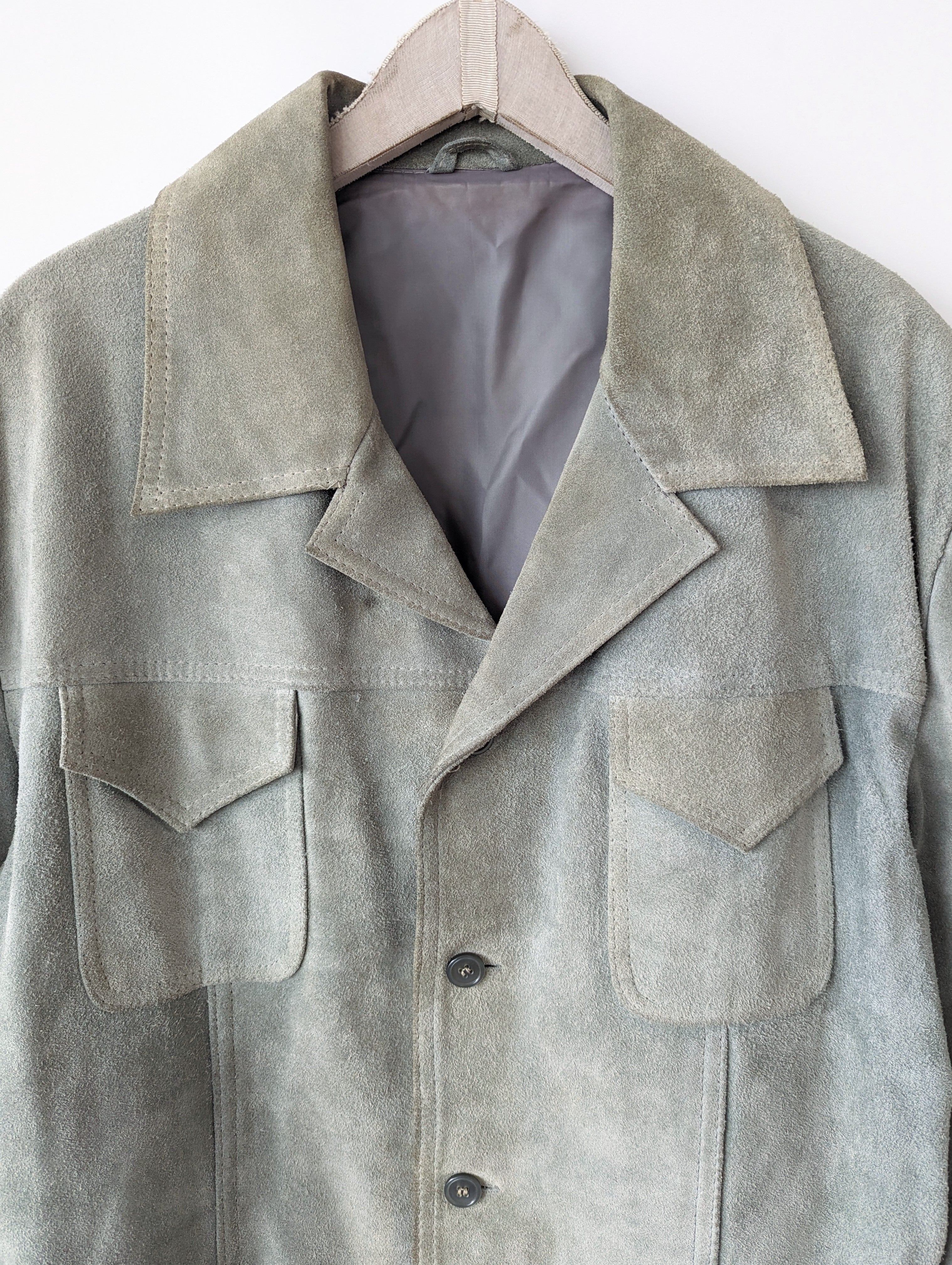 *Wildleder* Jacke Blouson 70s Mintgrün (L-XL)