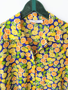 *Seide* Bluse Orangen & Zitronen Print (XL)