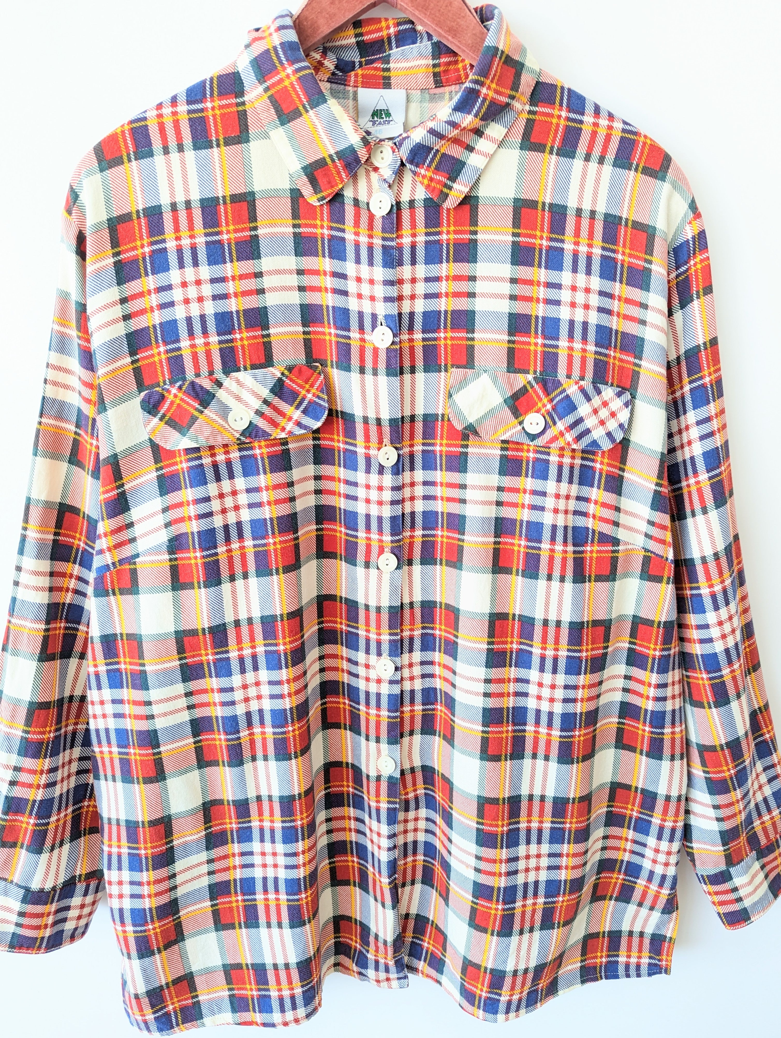 Bluse 80s Tartan Karo Print Heavin (L-XL)