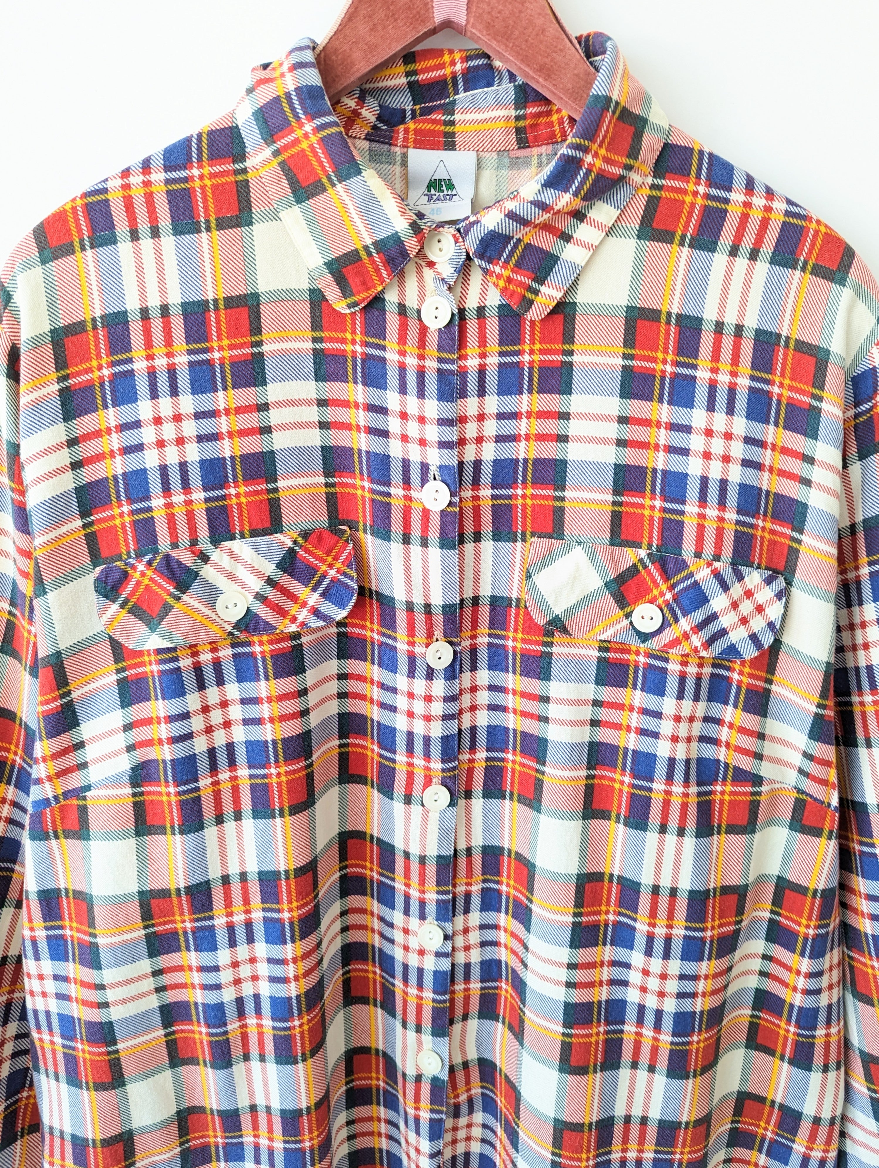 Bluse 80s Tartan Karo Print Heavin (L-XL)