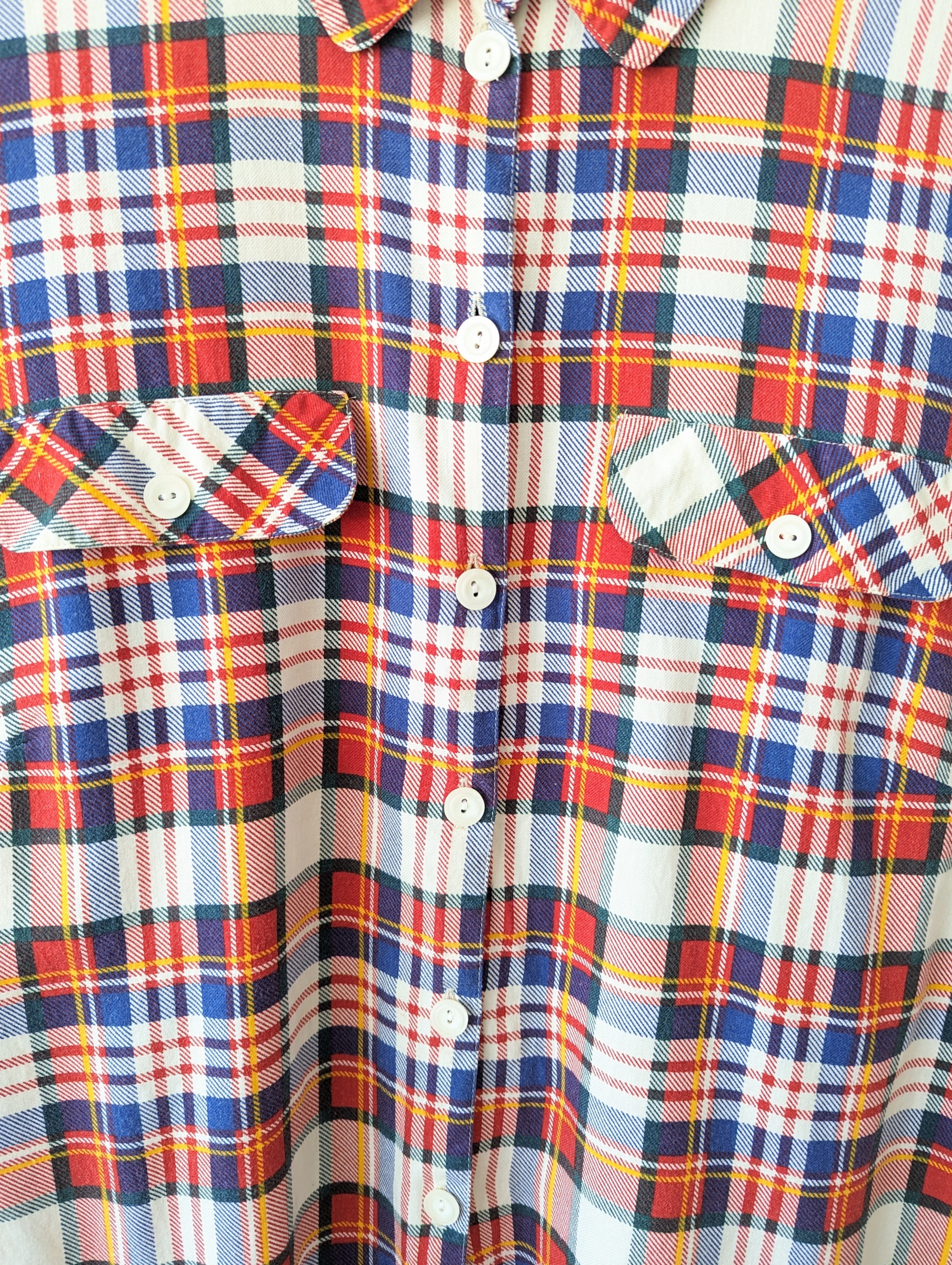 Bluse 80s Tartan Karo Print Heavin (L-XL)