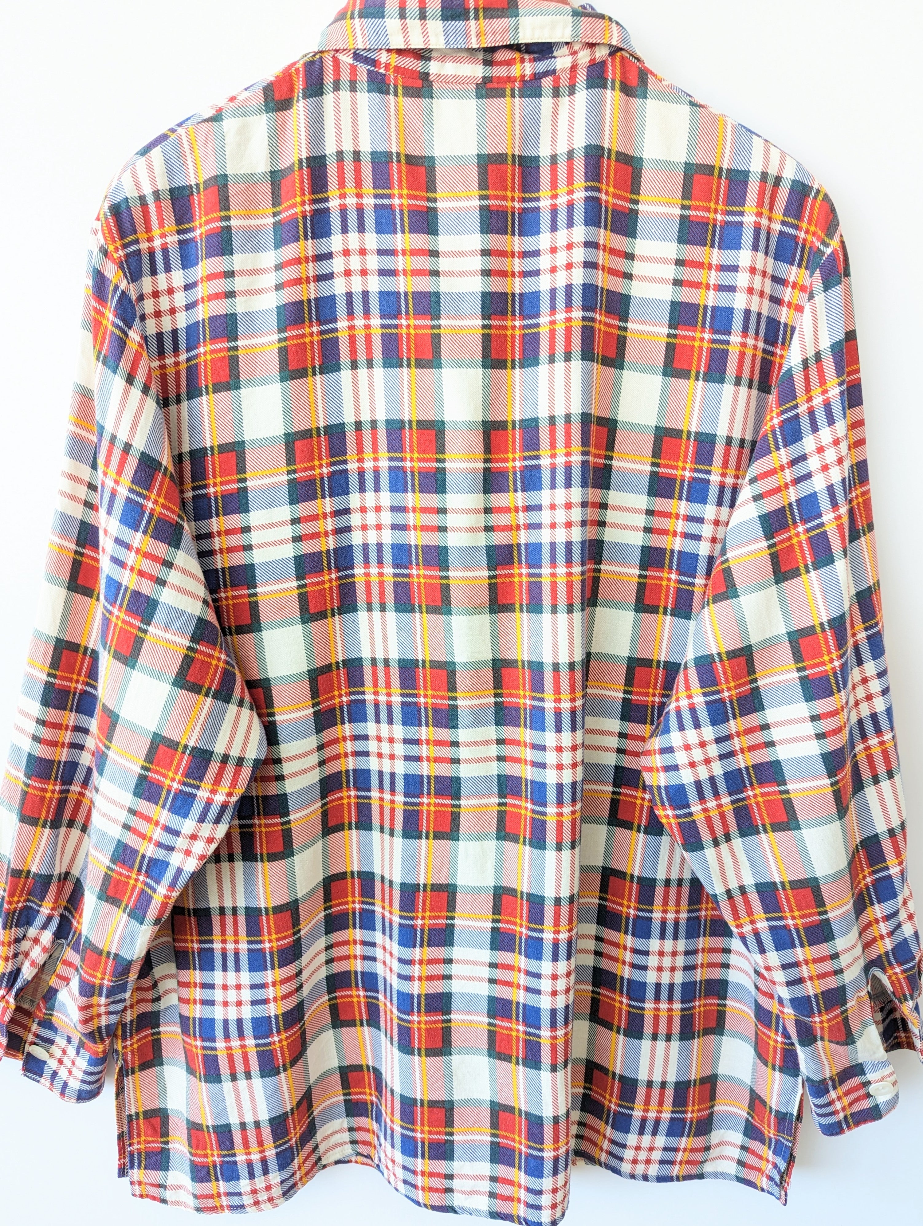 Bluse 80s Tartan Karo Print Heavin (L-XL)