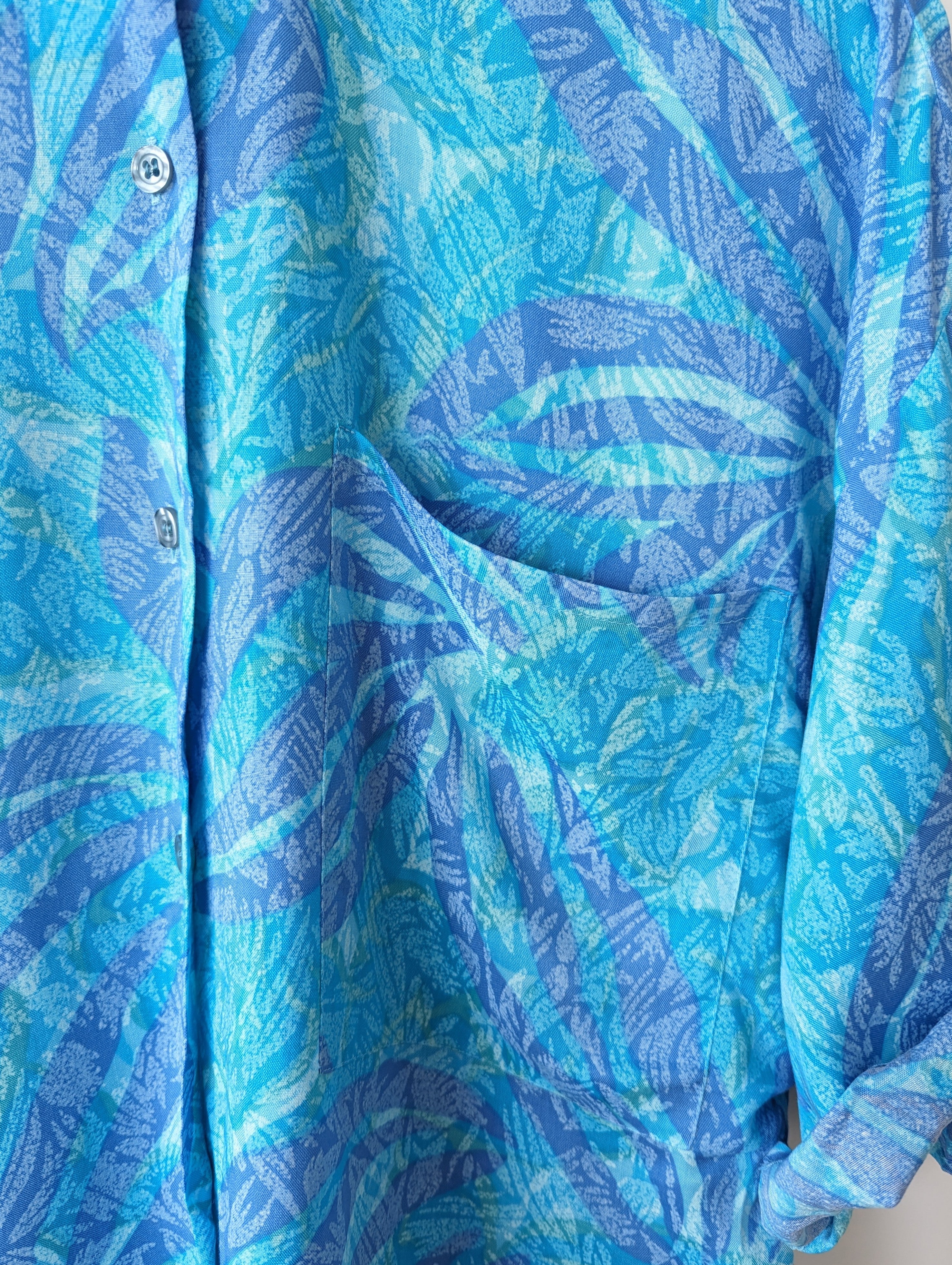 Bluse Jungle Print 80s Zweiteiler (L)