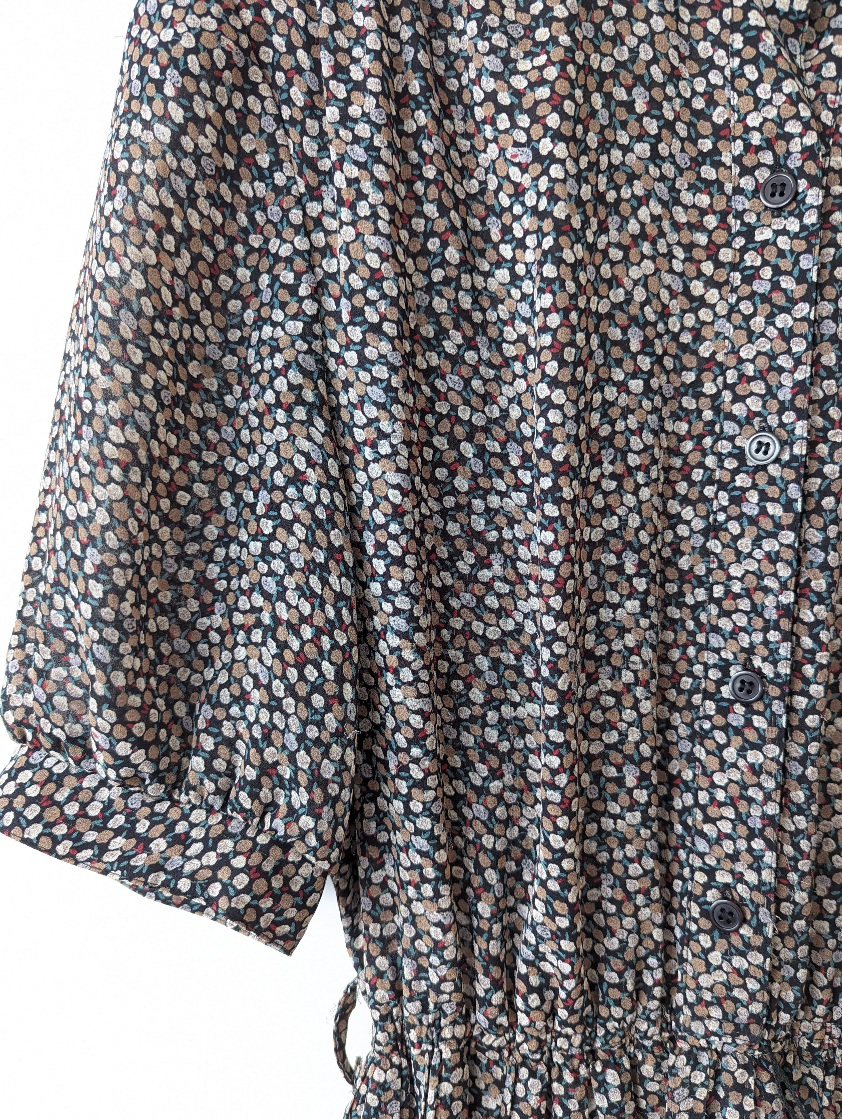 Kleid Bohemian Blümchen Print Plissee (S)