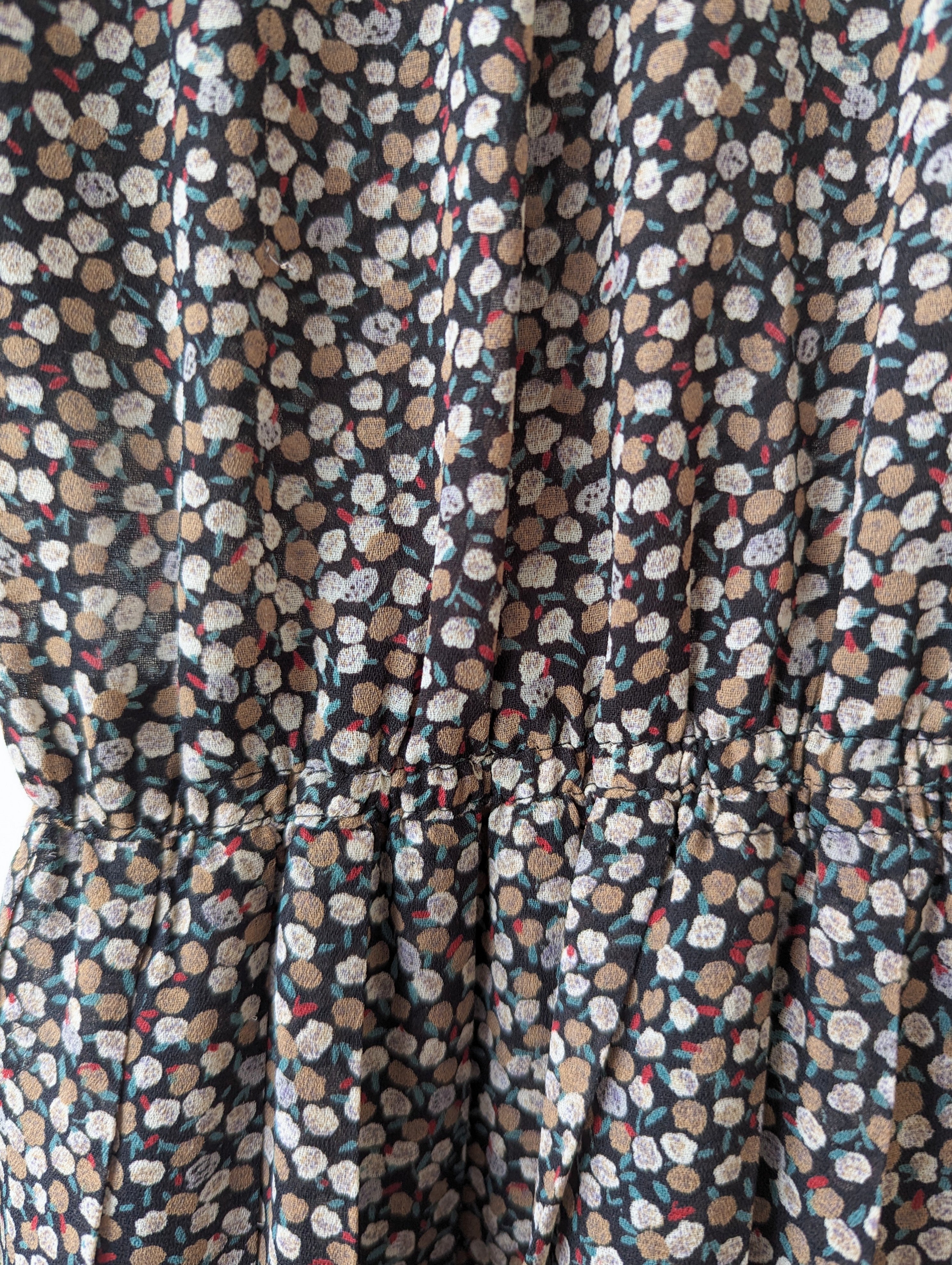 Kleid Bohemian Blümchen Print Plissee (S)