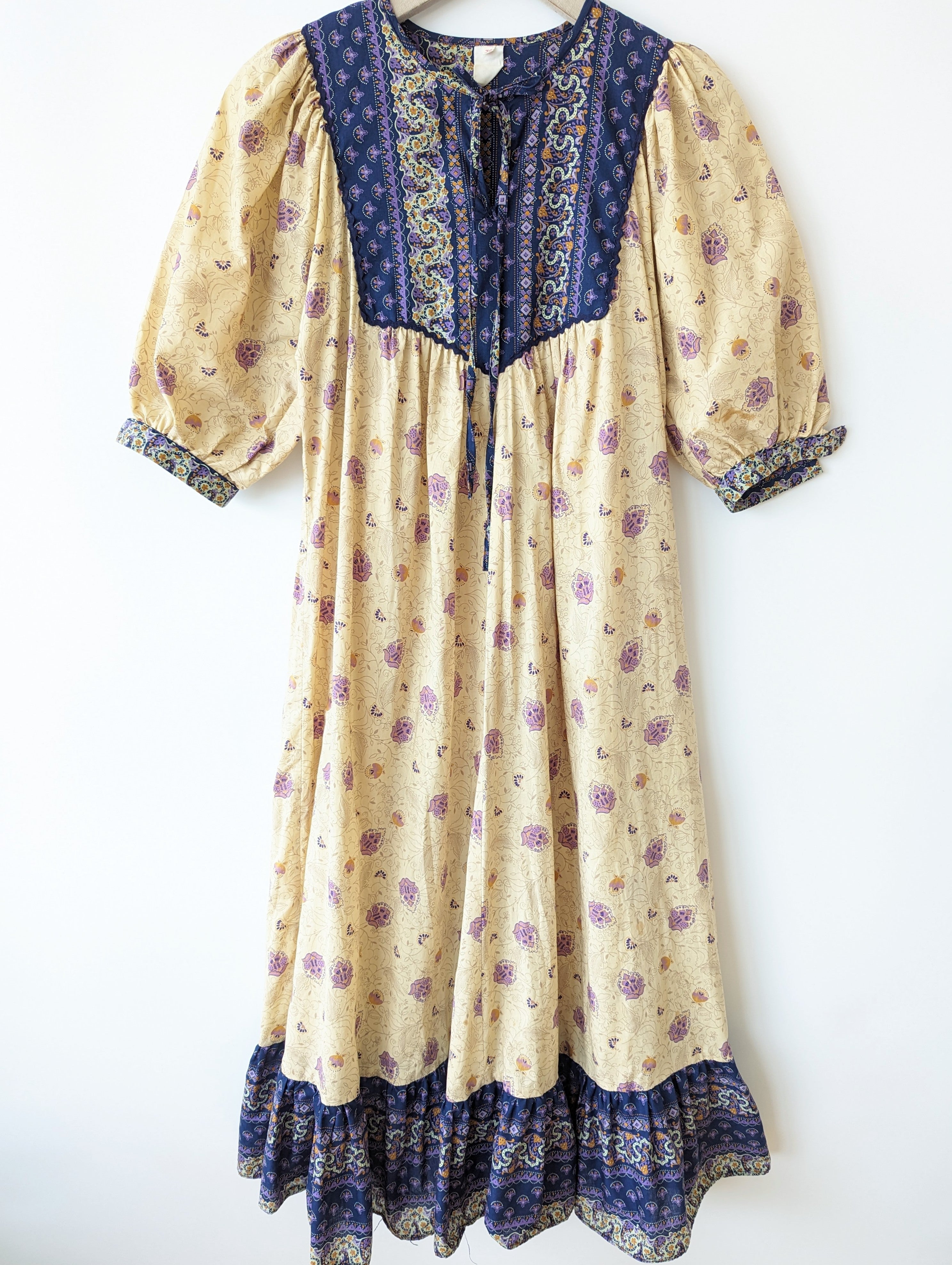 Kleid RARE 70s Bohemian Paisley Print (S-M)