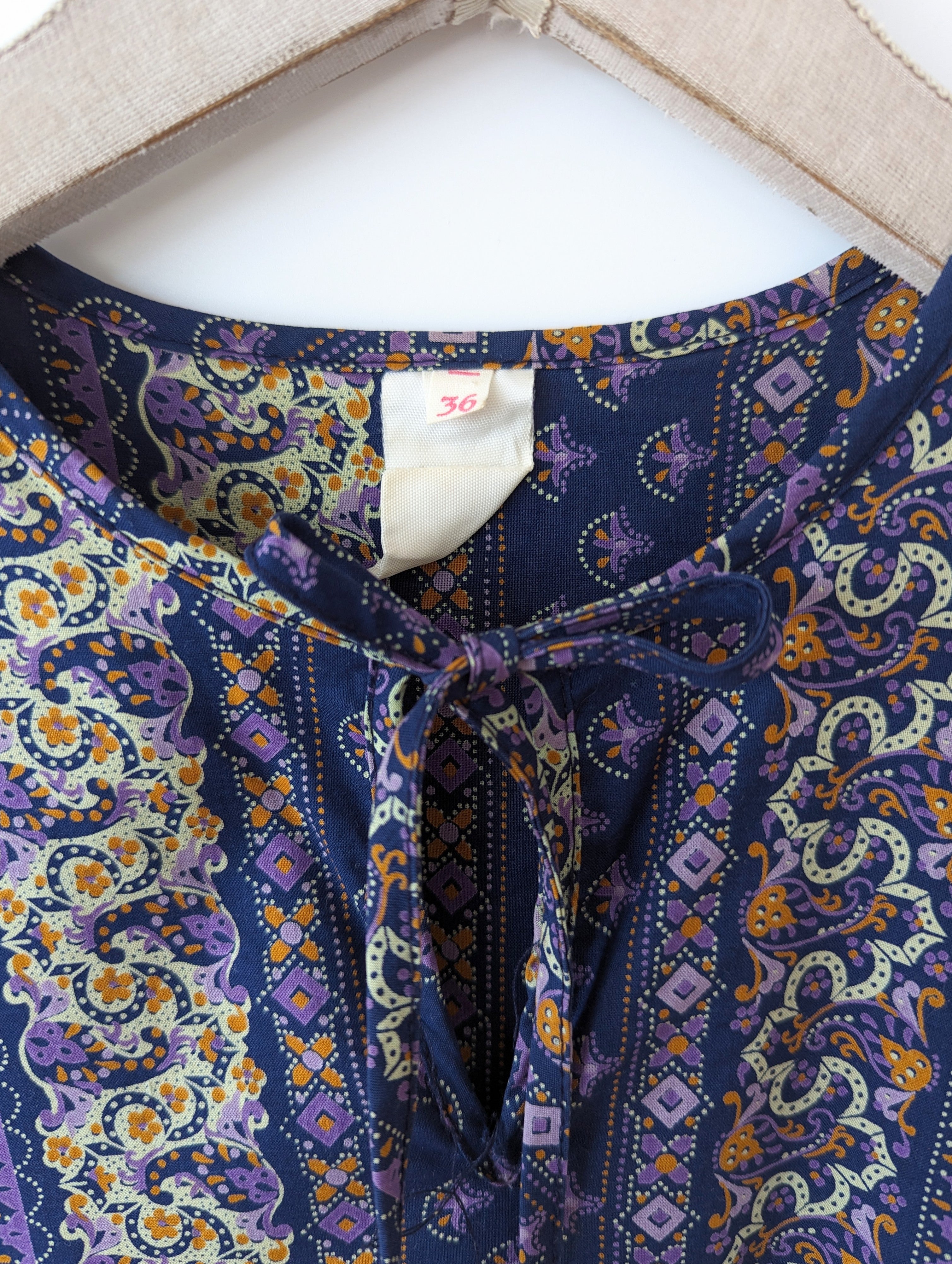 Kleid RARE 70s Bohemian Paisley Print (S-M)