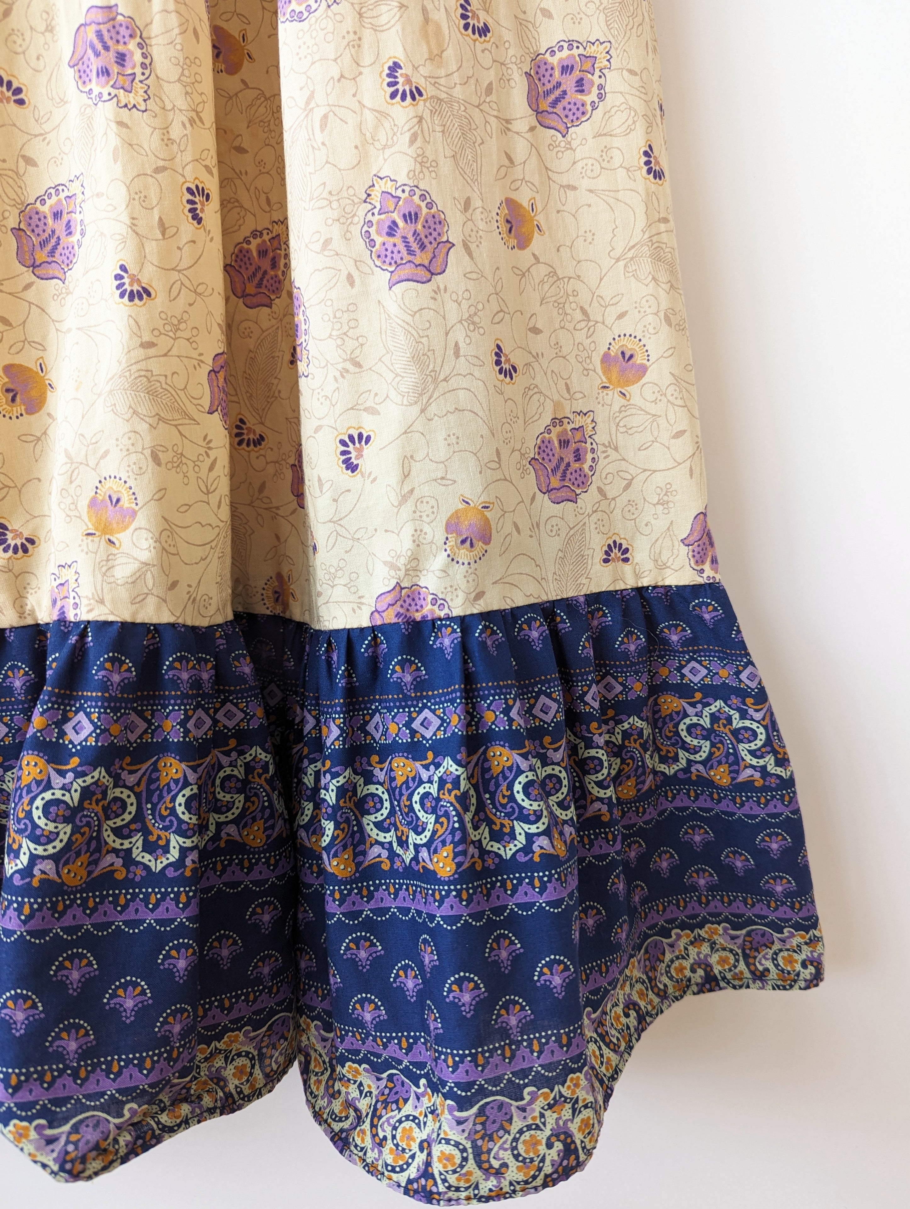 Kleid RARE 70s Bohemian Paisley Print (S-M)