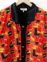 Lade das Bild in den Galerie-Viewer, Blouson Steppjacke Samt Leo Print (L)
