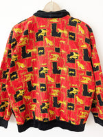 Lade das Bild in den Galerie-Viewer, Blouson Steppjacke Samt Leo Print (L)
