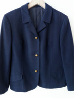 Lade das Bild in den Galerie-Viewer, *Wolle* Blazer Cropped Klassiker 70s Marine (M-L)
