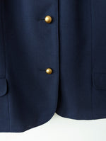 Lade das Bild in den Galerie-Viewer, *Wolle* Blazer Cropped Klassiker 70s Marine (M-L)
