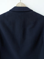 Lade das Bild in den Galerie-Viewer, *Wolle* Blazer Cropped Klassiker 70s Marine (M-L)
