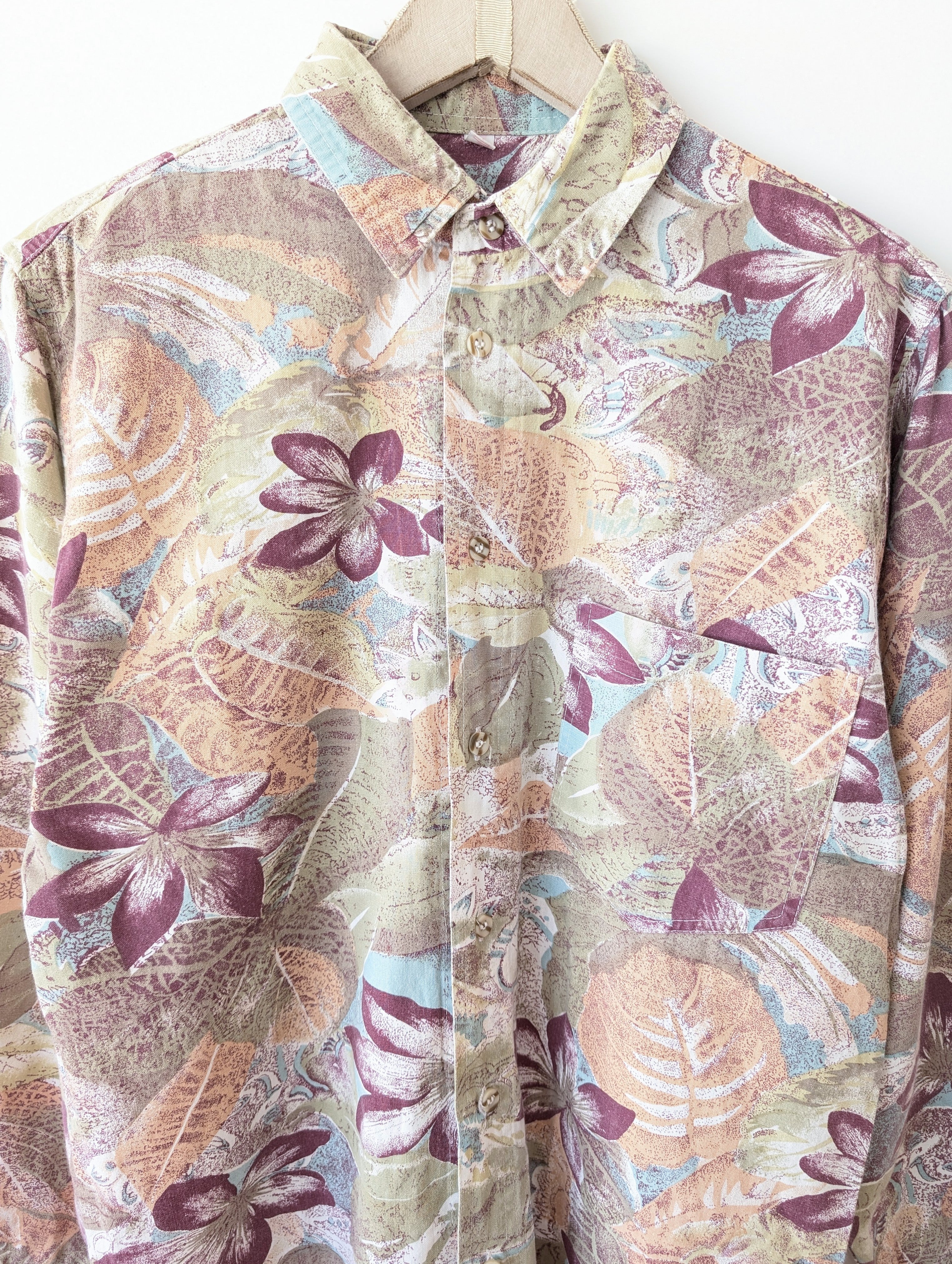 Hemd Pastell Jungle Print 90s Apricot (M)