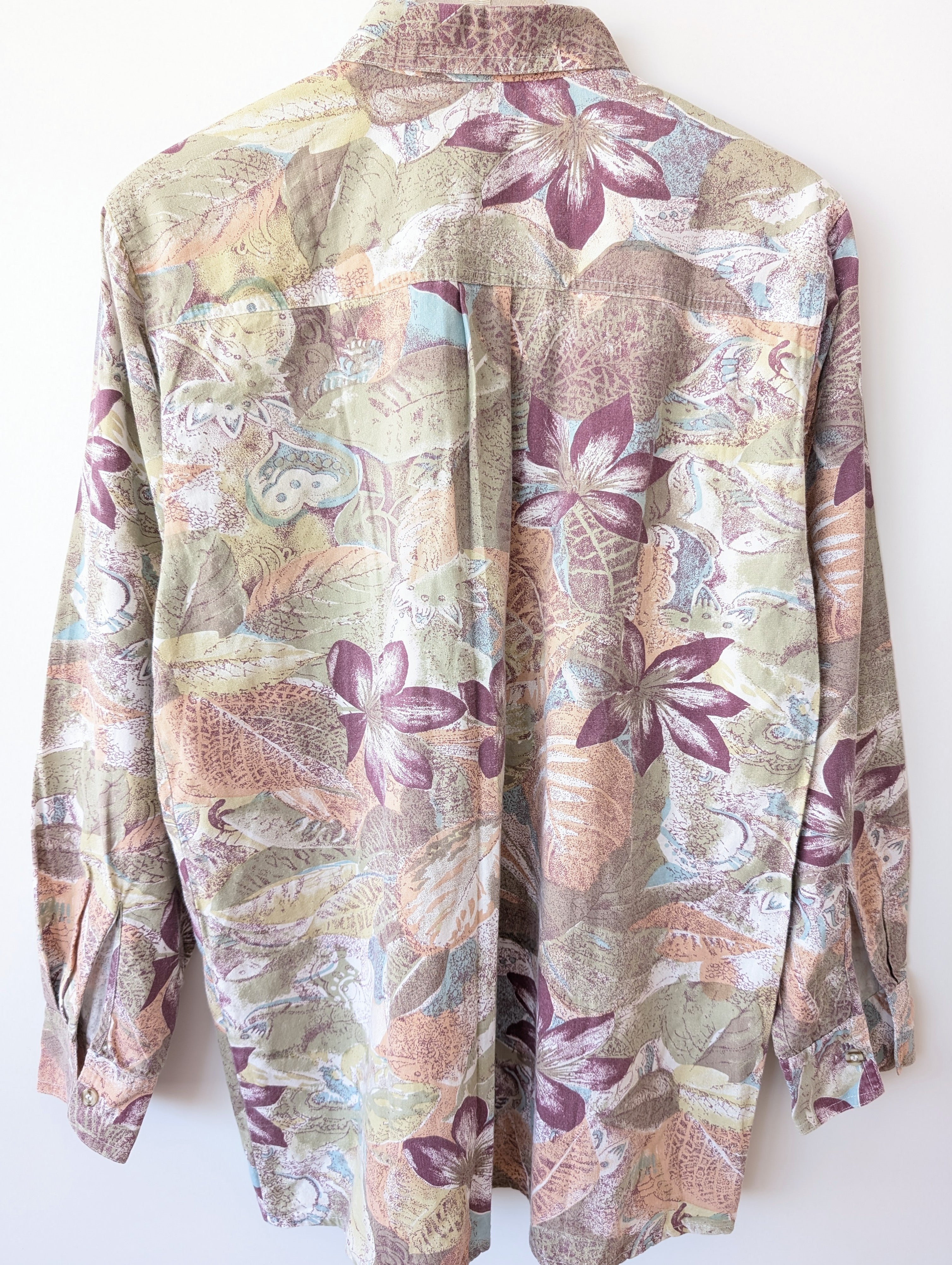 Hemd Pastell Jungle Print 90s Apricot (M)