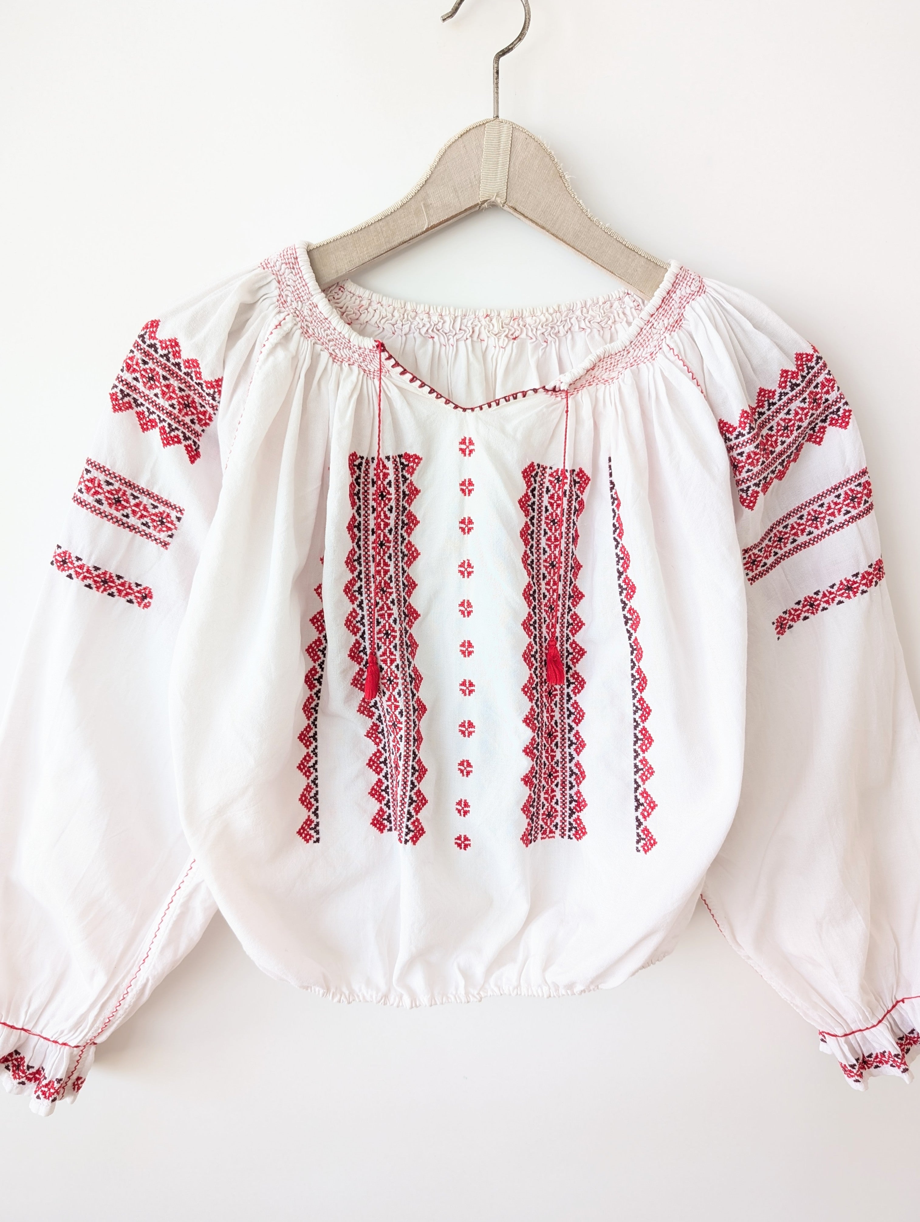 Cropped Bluse 70s Folklore Stickerei (XS)