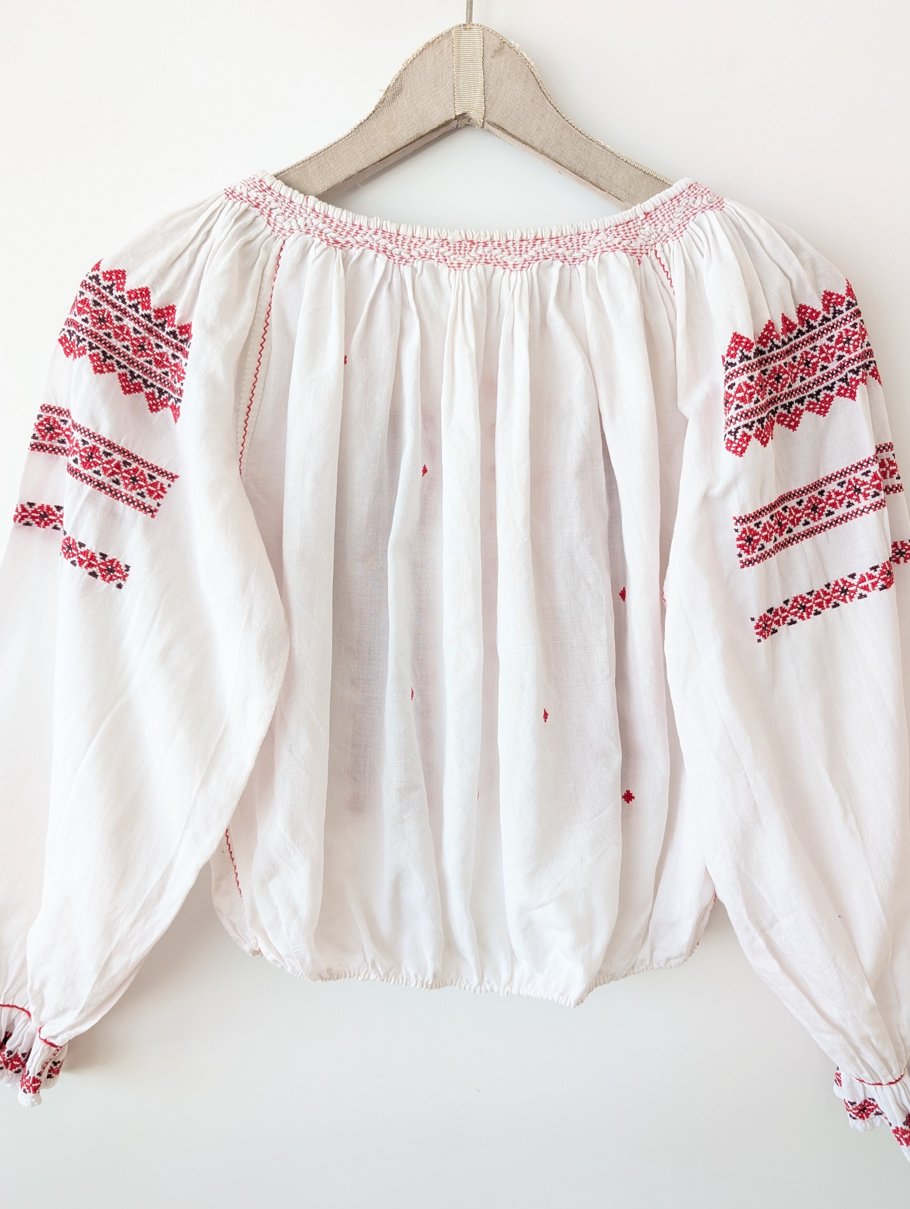 Cropped Bluse 70s Folklore Stickerei (XS)