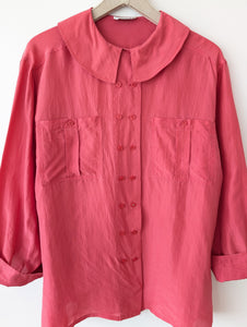 *Seide* Bluse Pink Statement Kragen (L)