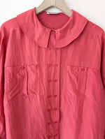 Lade das Bild in den Galerie-Viewer, *Seide* Bluse Pink Statement Kragen (L)
