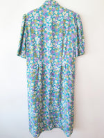 Lade das Bild in den Galerie-Viewer, Kleid 80s Stiefmütterchen Blumen Türkis (XL-XXL)
