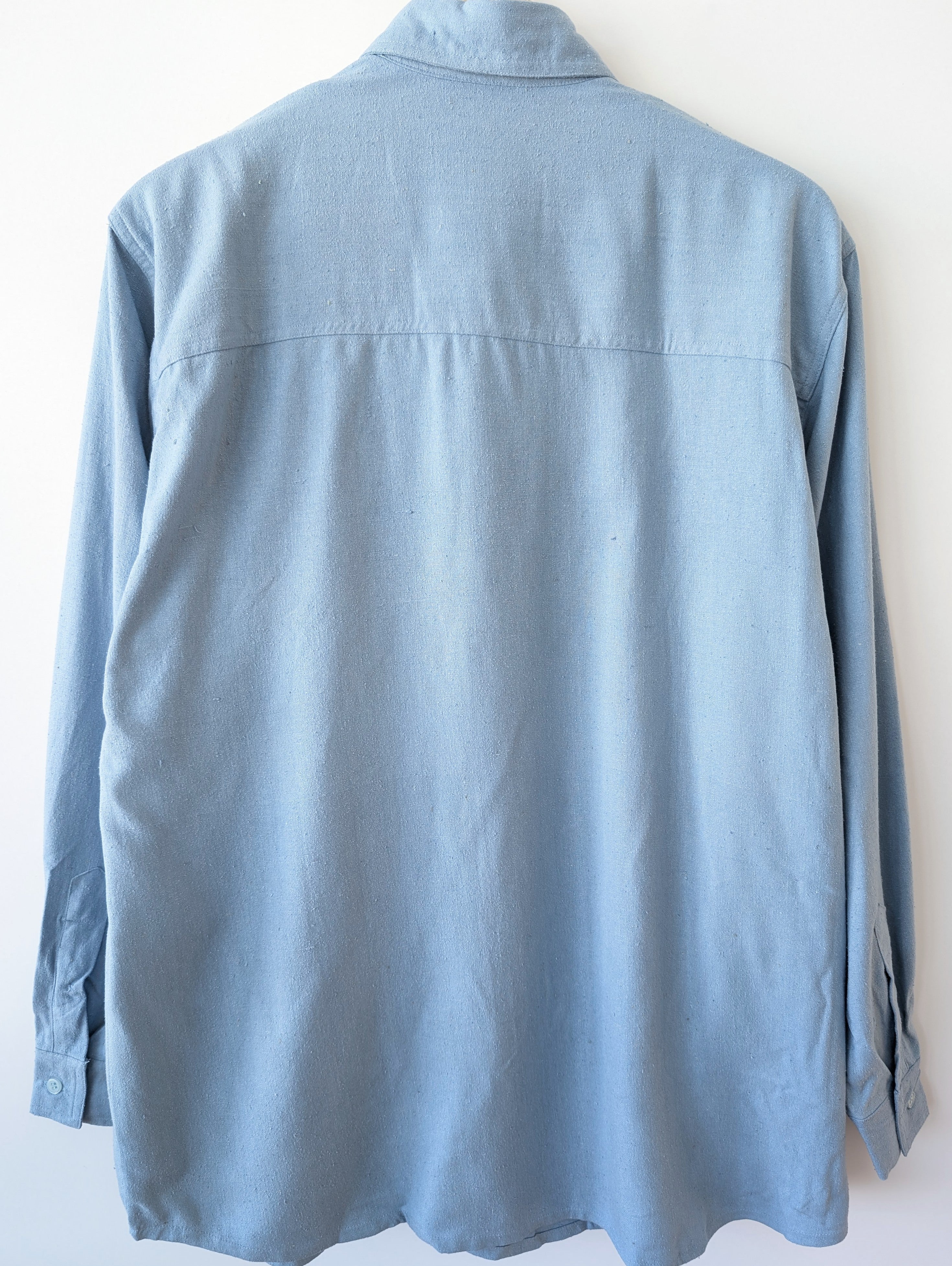 *Rohseide* RARE Deadstock Hemd Premium Basic Himmelblau (S/M/L)