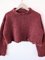 Lade das Bild in den Galerie-Viewer, Pullover Cropped Wolle Angora Rüschen (S-M)
