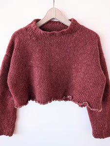 Pullover Cropped Wolle Angora Rüschen (S-M)