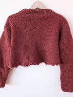 Lade das Bild in den Galerie-Viewer, Pullover Cropped Wolle Angora Rüschen (S-M)
