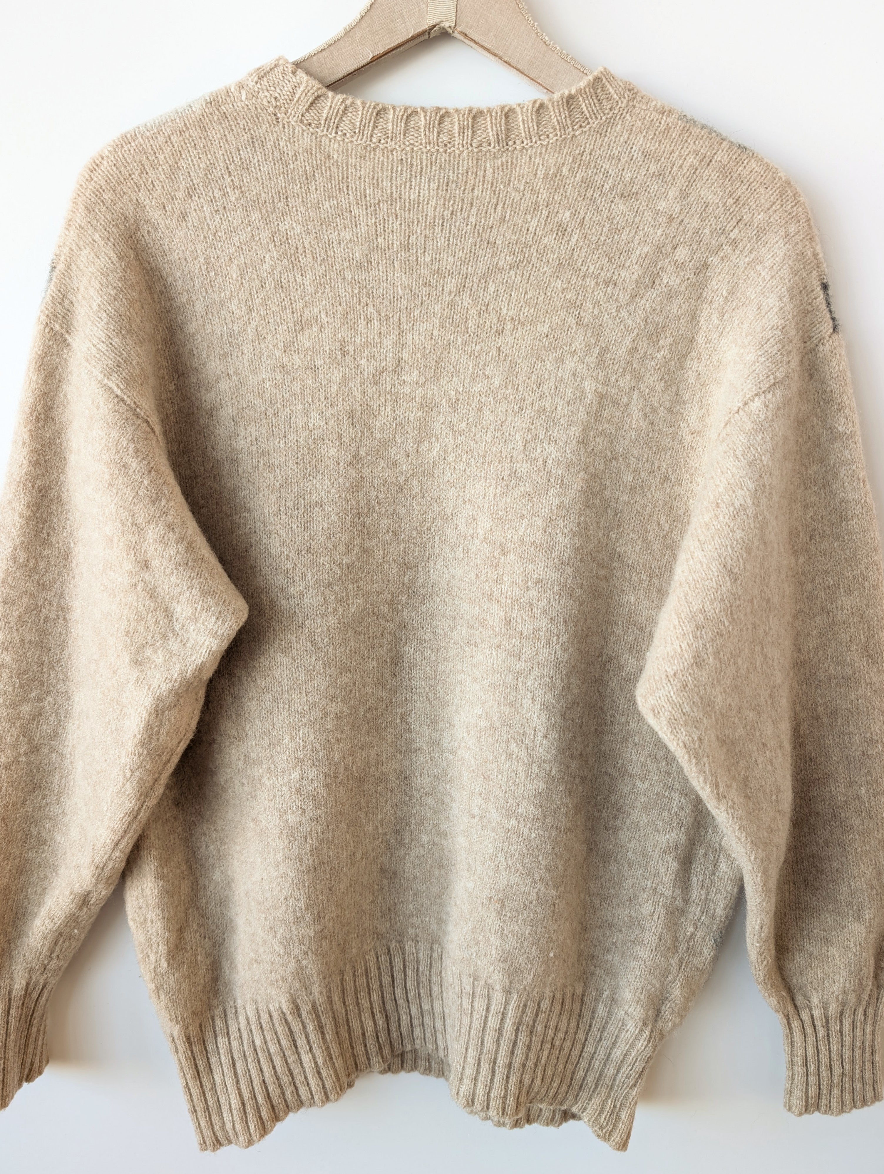 *Wolle* Pullover Karo Scotland Beige (L)