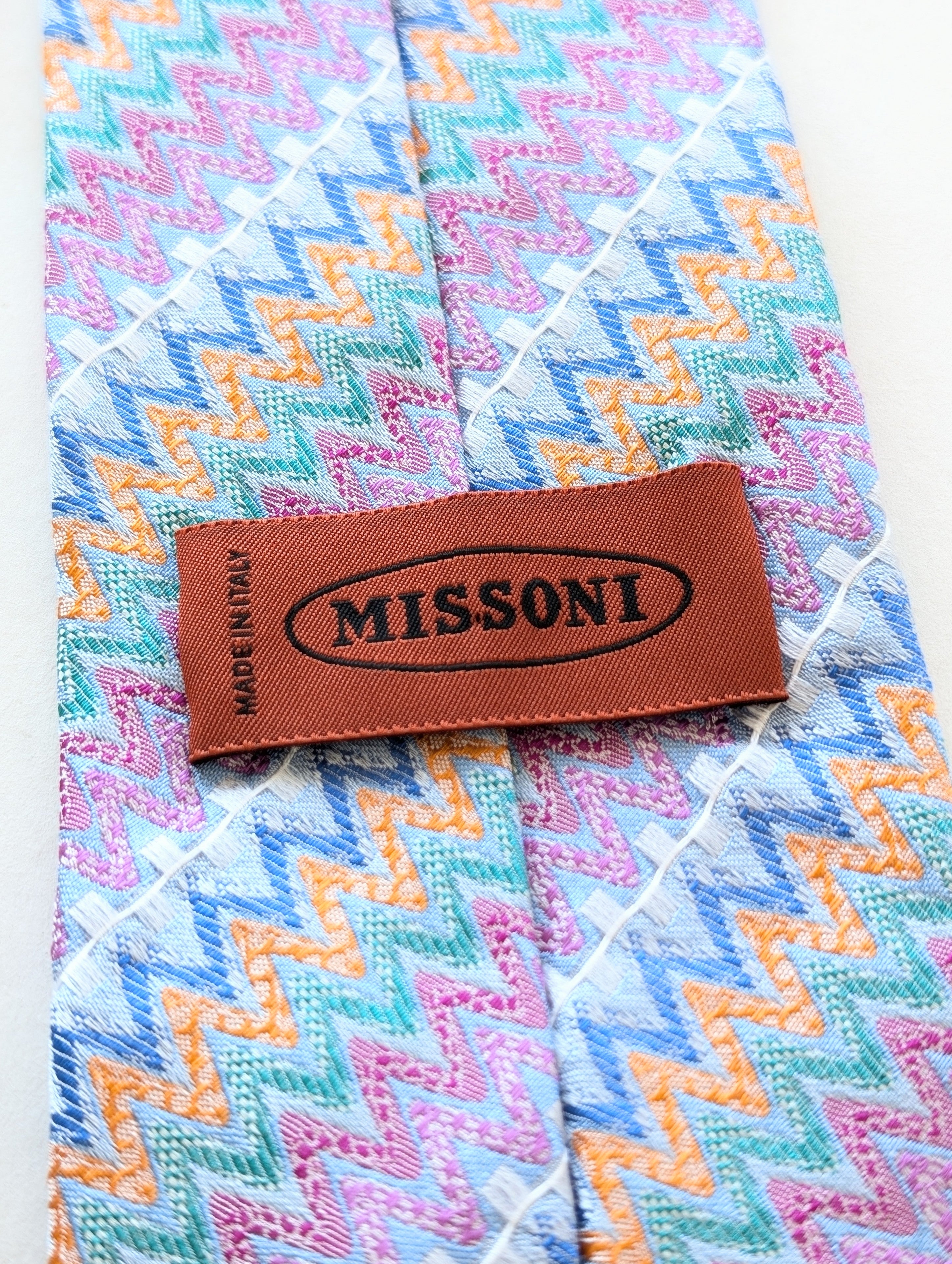 *Missoni* Krawatte Seide Pastell Zickzack