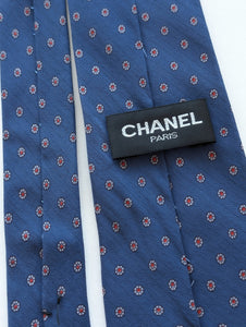 *Chanel* Krawatte Paris Blumen Blau