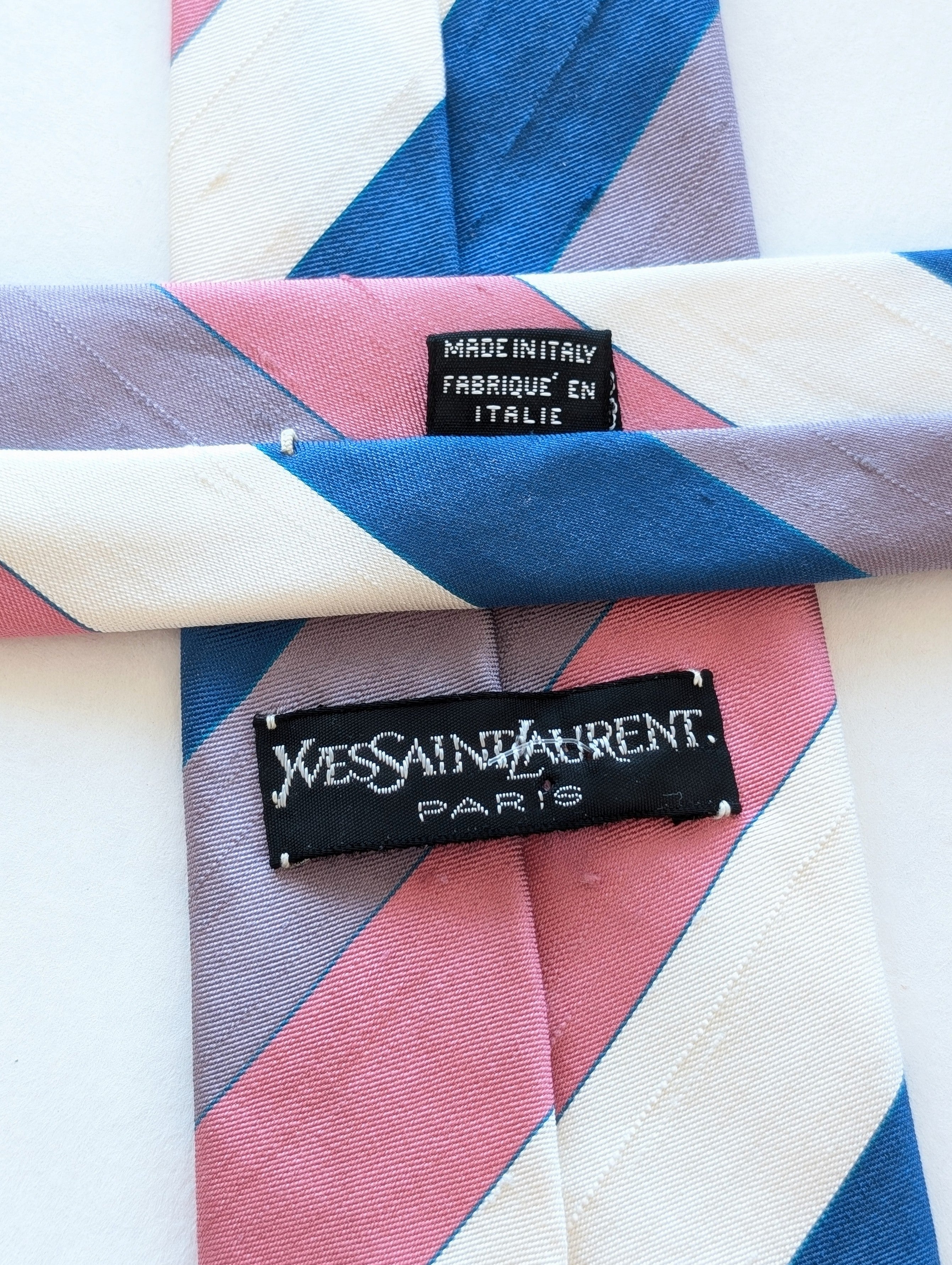 *Yves Saint Laurent* Krawatte Wildseide Blockstreifen Pink