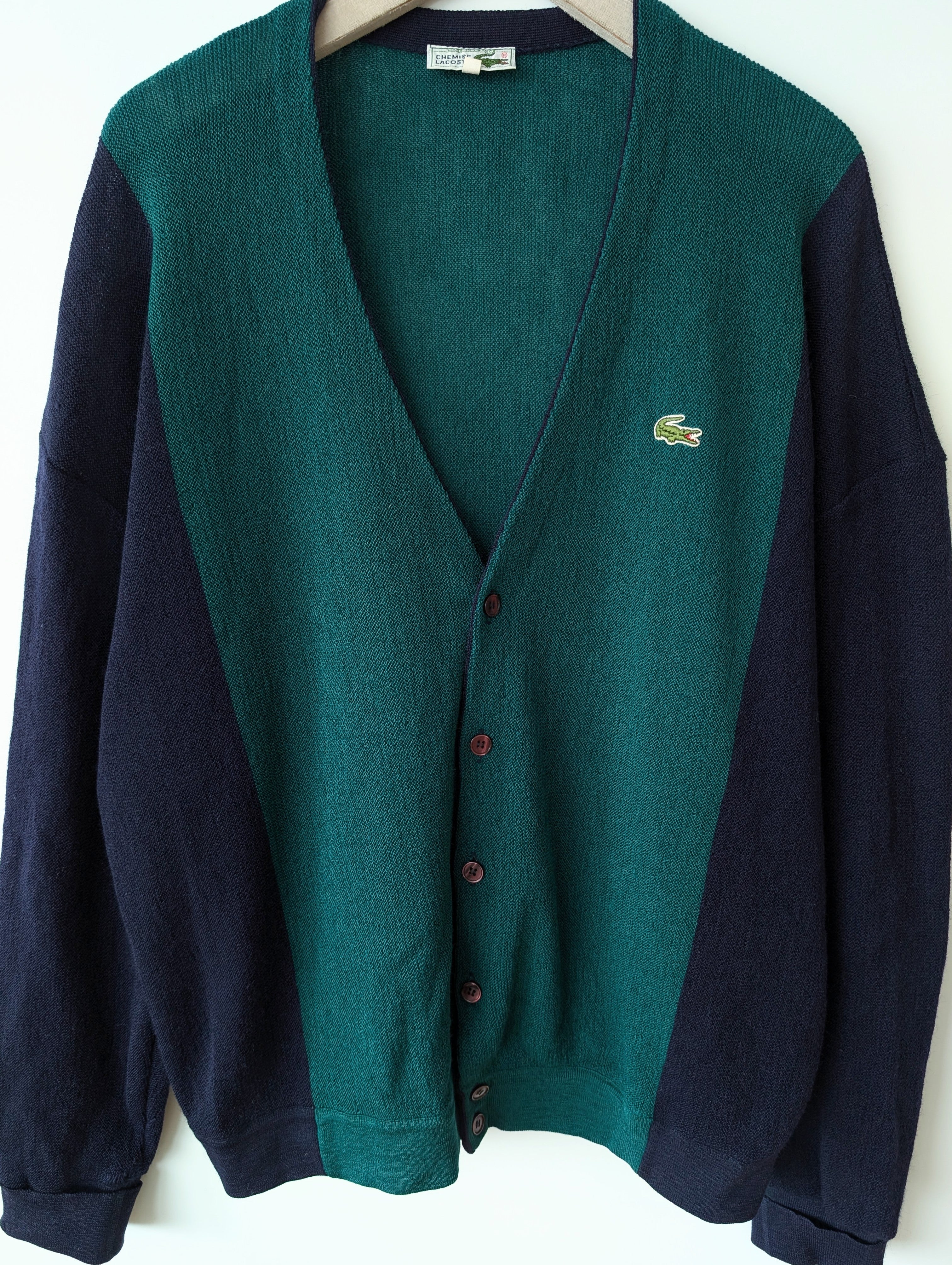 *Lacoste* Cardigan Wolle Tennis Grün Blau (XL)