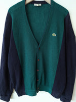 Lade das Bild in den Galerie-Viewer, *Lacoste* Cardigan Wolle Tennis Grün Blau (XL)
