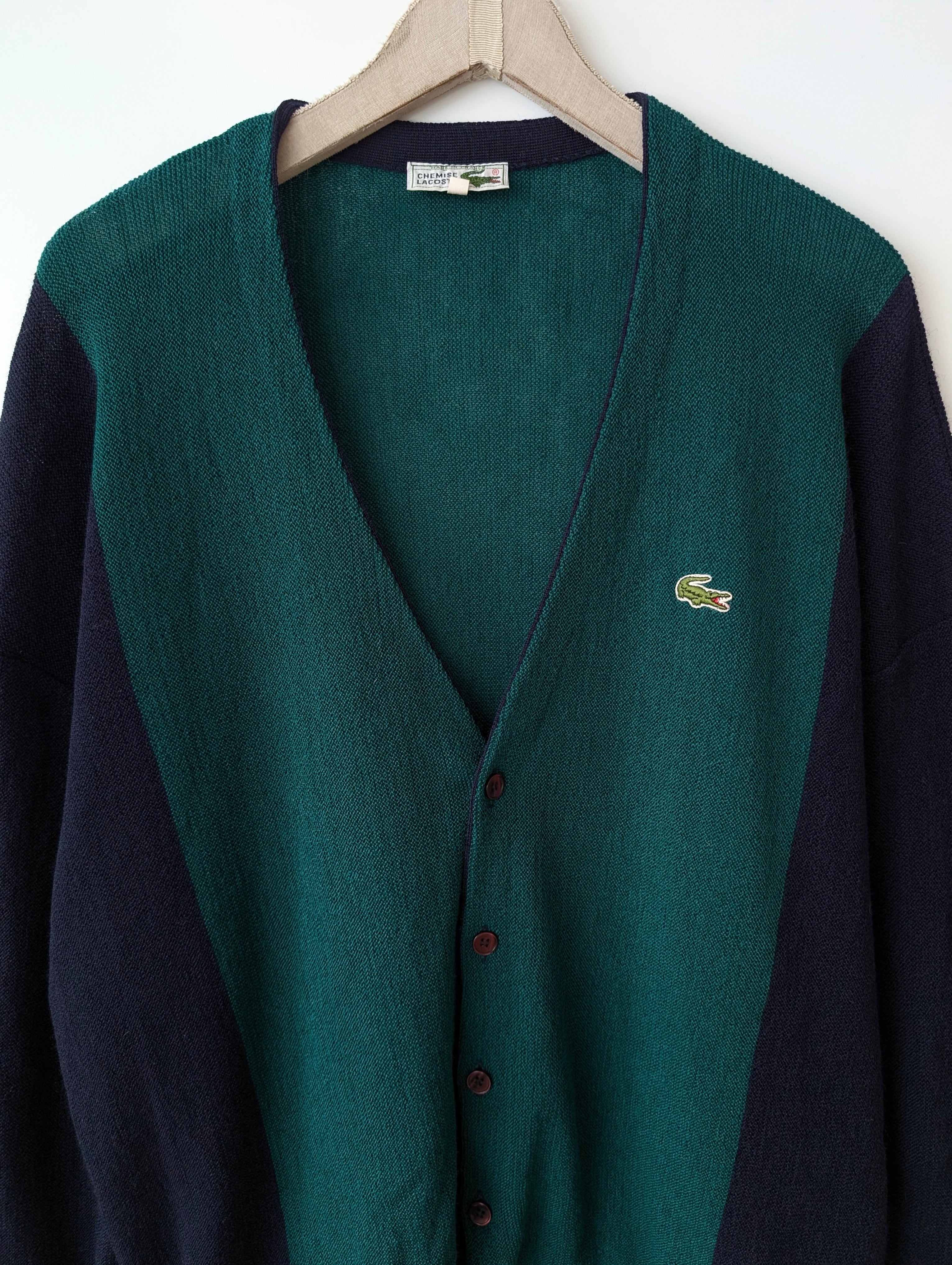 *Lacoste* Cardigan Wolle Tennis Grün Blau (XL)