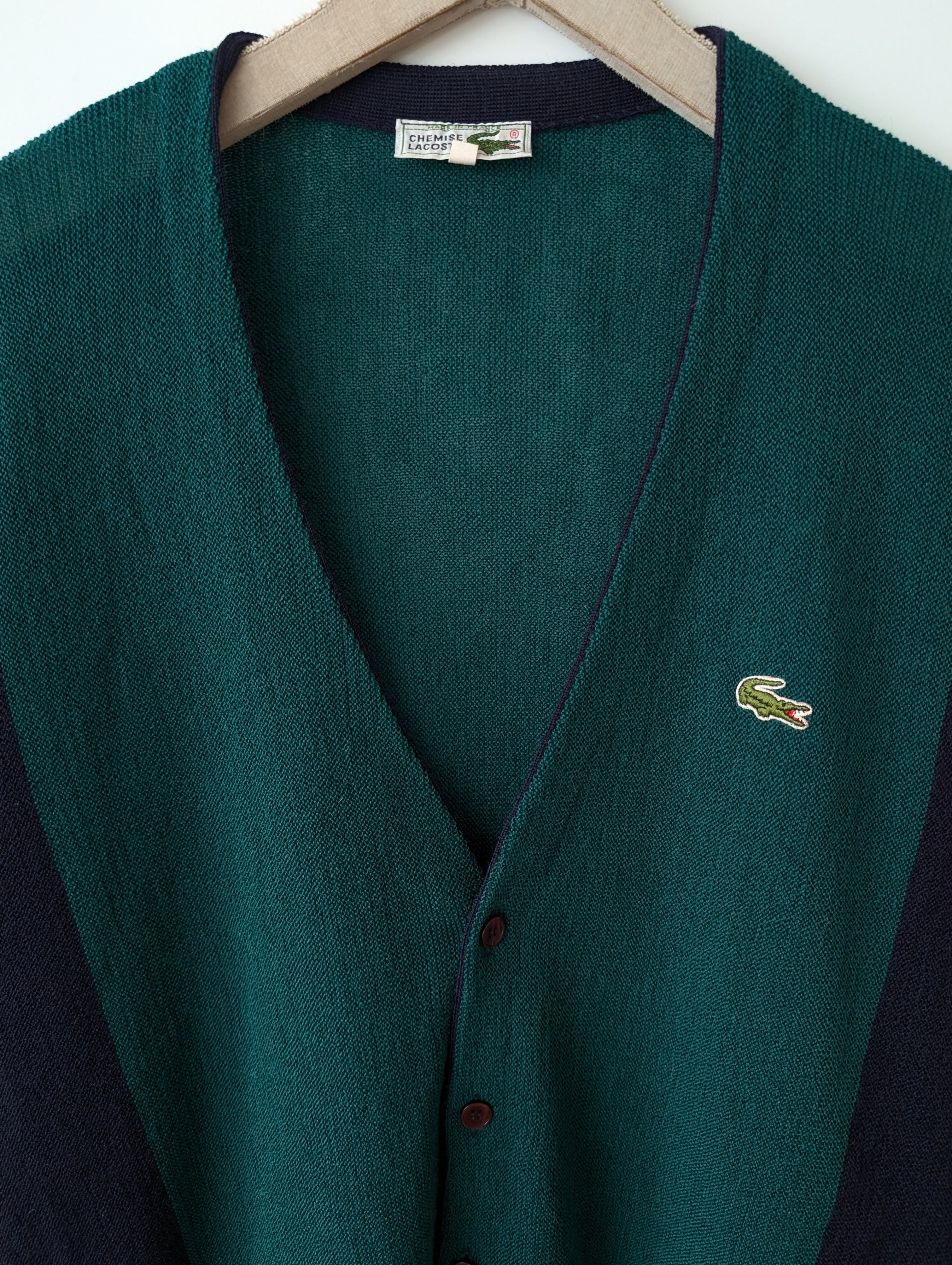 *Lacoste* Cardigan Wolle Tennis Grün Blau (XL)