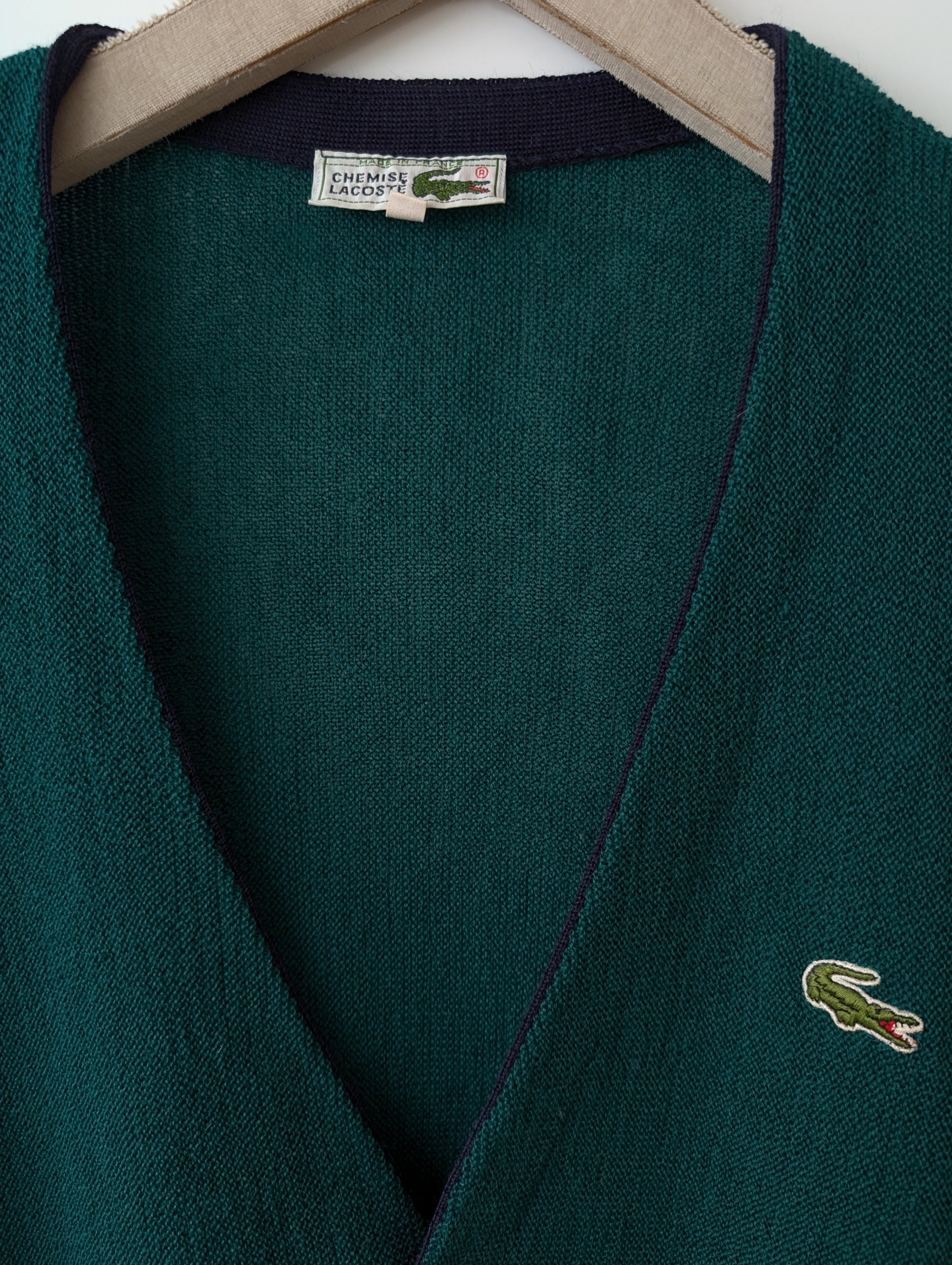 *Lacoste* Cardigan Wolle Tennis Grün Blau (XL)