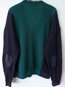 *Lacoste* Cardigan Wolle Tennis Grün Blau (XL)