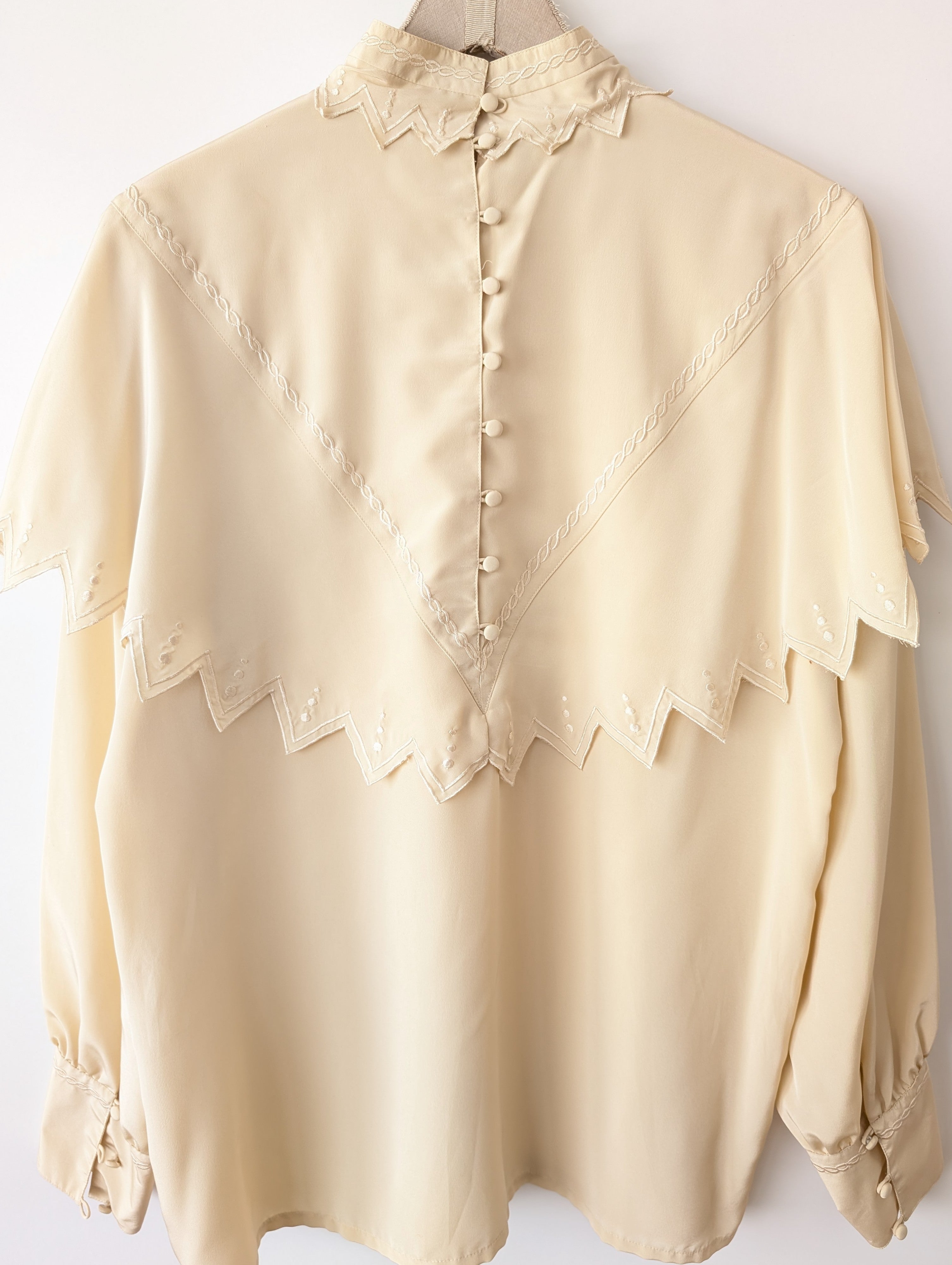 Bluse 80s Stick Statement Kragen (L)