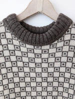 Lade das Bild in den Galerie-Viewer, Pullover Wolle Strickmuster Braun Senf (M-L)
