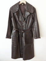 Lade das Bild in den Galerie-Viewer, Ledermantel 70s Trenchcoat Dunkelbraun (S-M)
