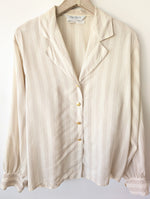 Lade das Bild in den Galerie-Viewer, *Max Mara* Bluse Seide Blockstreifen Beige (M)
